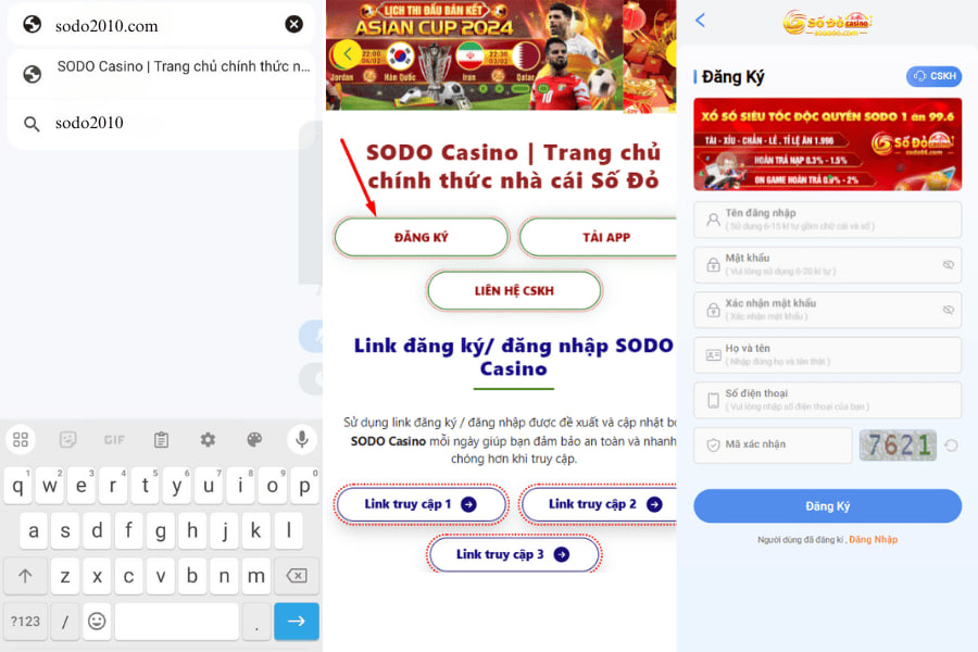 đăng ký tài khoản sodo casino trên website