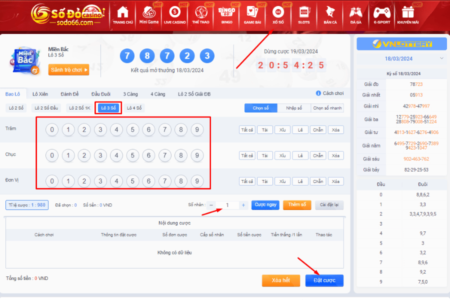 đánh lô 3 số tại sodo casino