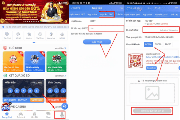 nạp tiền sodo casino qua usdt