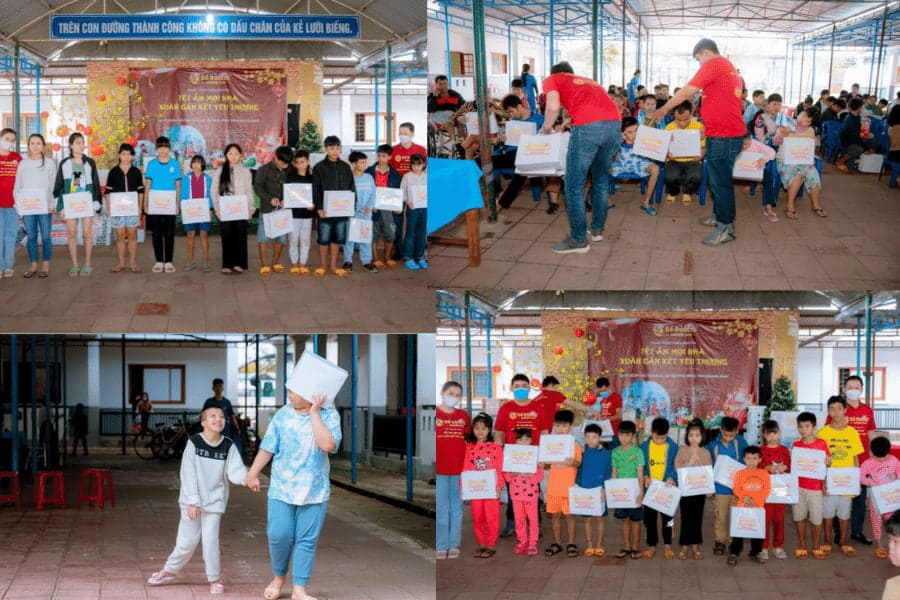 trao tay những phần quà